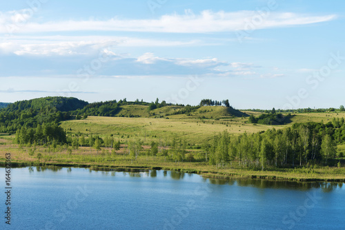 Pond and forest in Izborsk, Russia.