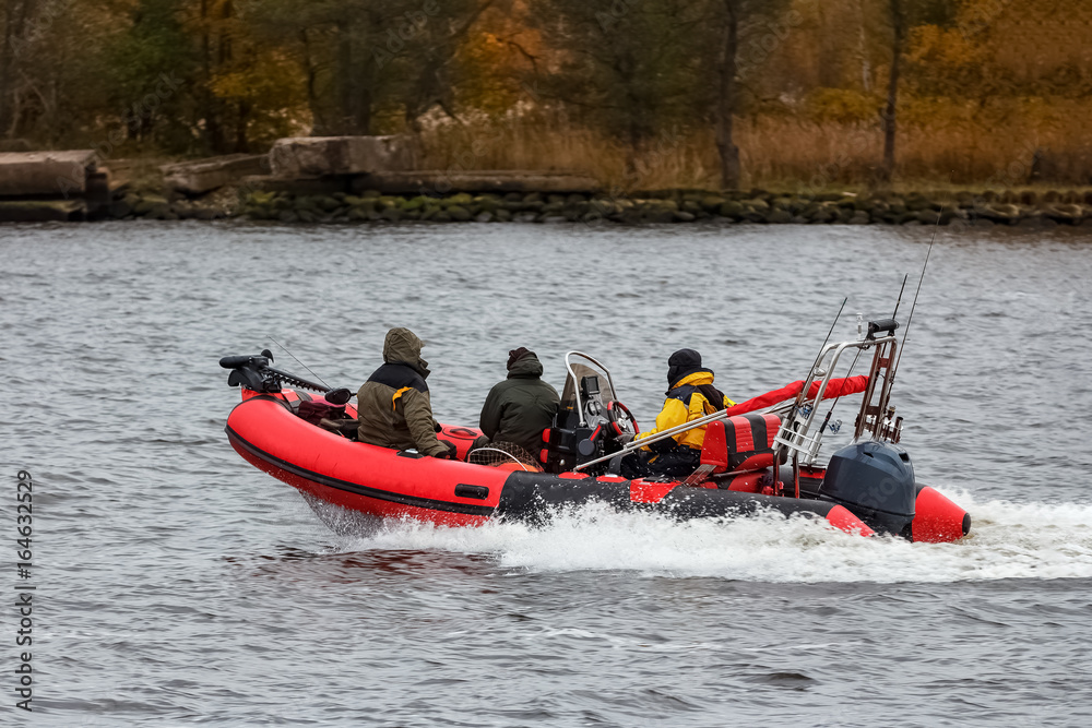 Fototapeta premium Red inflatable boat