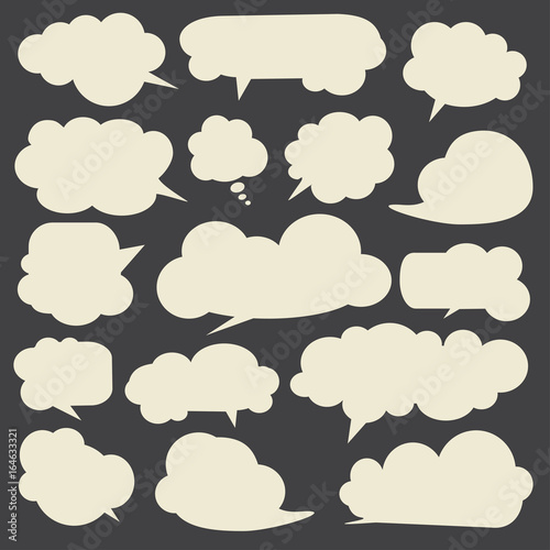 Set of white talking bubbles. Cloud bubbles.
