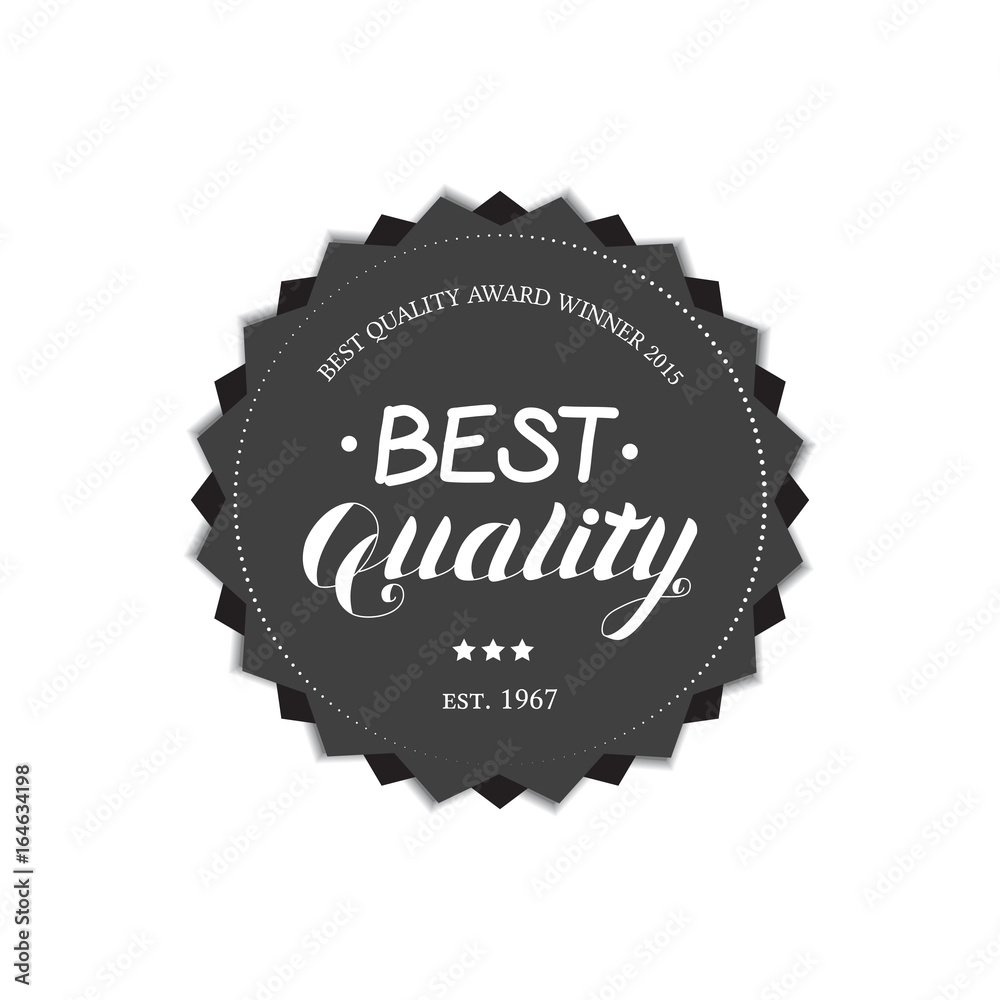 High Quality Round Emblem Logo Isolated on White Background. Badge with Hand Drawn Lettering. Vector Illustration for Web Graphic Design or Print, Logotype, Brand, Symbol.