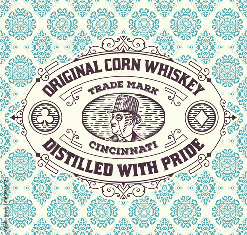 Vintage frame and label for whiskey product. You can use it for other products such as Beer, Wine, Shop decoration. Vector illustration