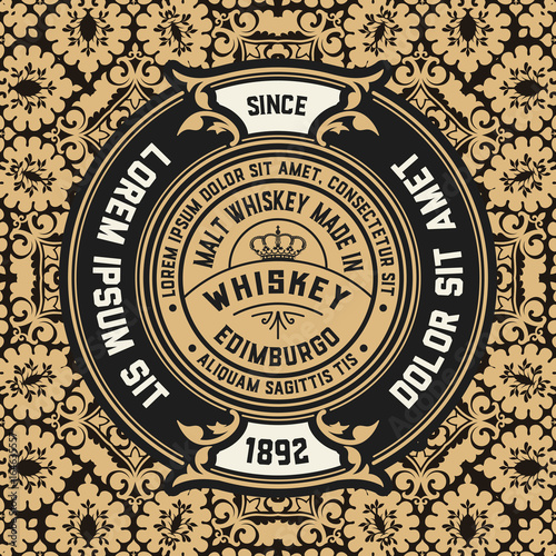 Whiskey label with old wallpaper