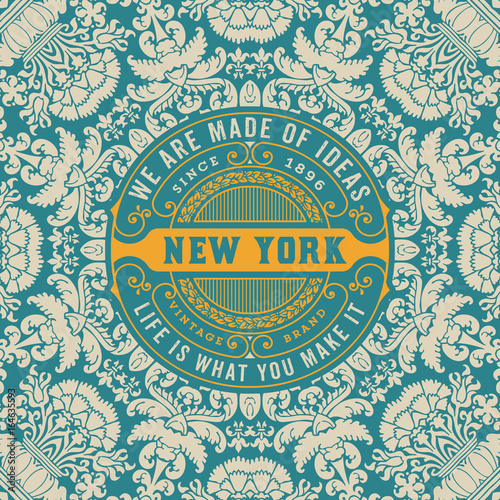 Premium card. Baroque frame and floral details.