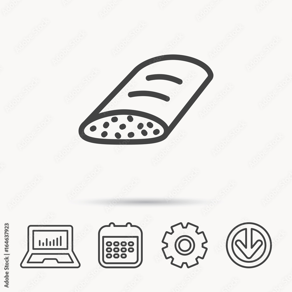Bread icon. Natural food sign. Bakery symbol. Notebook, Calendar and Cogwheel signs. Download arrow web icon. Vector Bread icon. Natural food sign. Bakery symbol. Notebook, Calendar and Cogwheel signs. Download arrow web icon. Vector