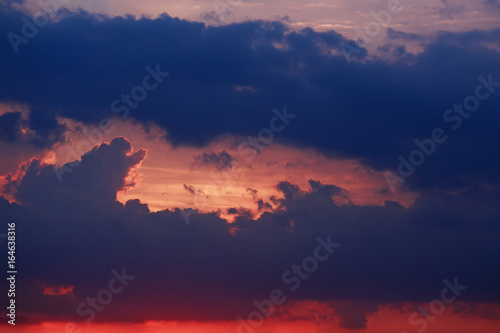 Dark clouds on sunset, dramatic cloudscape