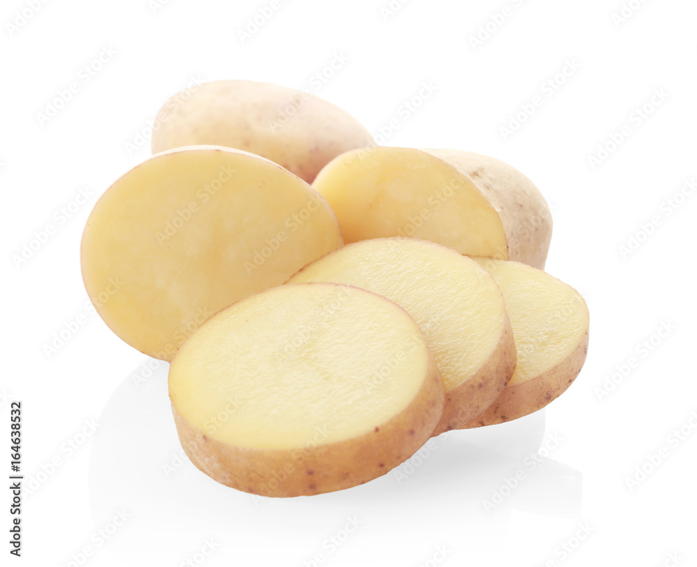 Sliced potato isolated on white