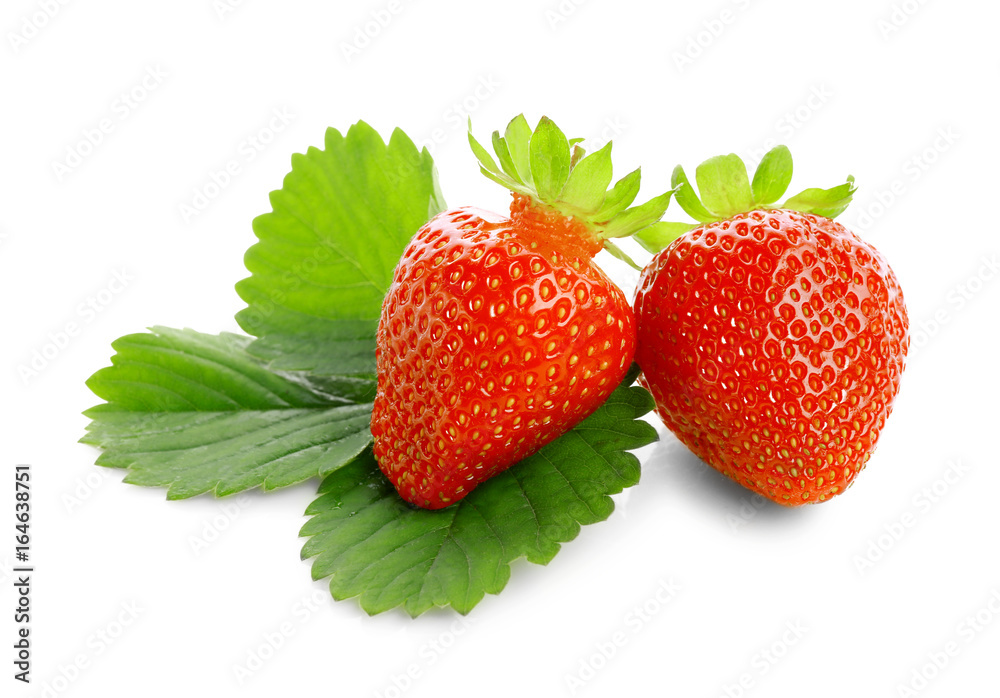 Ripe strawberries on white background, closeup Ripe strawberries on white background, closeup