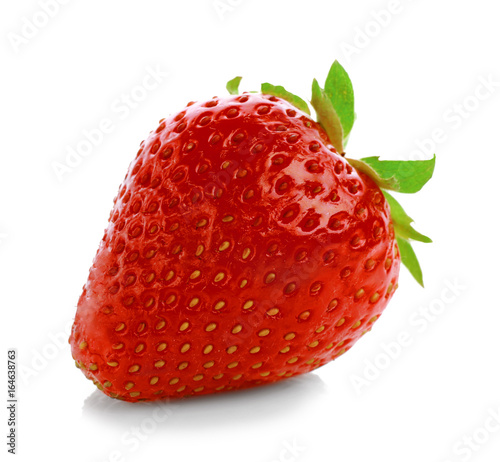 Ripe strawberry on white background, closeup