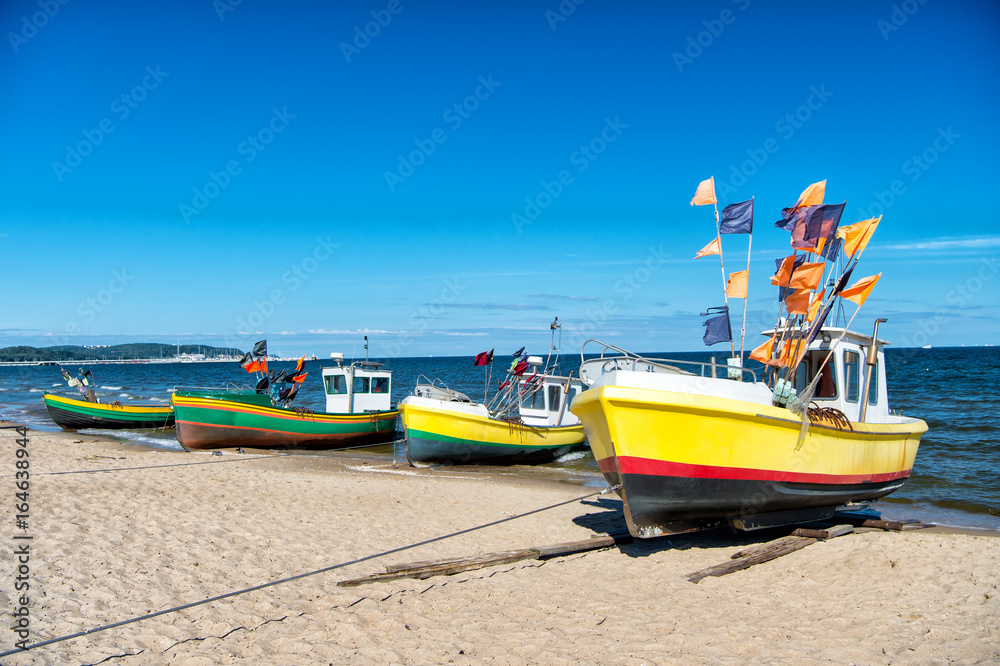 fishing boat at the Baltic beach fishing boat at the Baltic beach