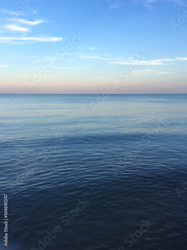 pure clear sky and blue sea at sunset