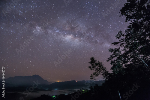 Beautiful Milky way, Amazing Milky Way galaxy at Borneo, The Milky way, Long exposure photograph, with grain.Image contain certain grain or noise and soft focus