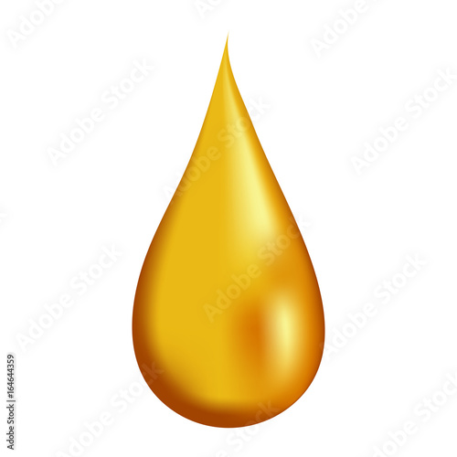 Drop of honey on white background isolated, 3d vector realistic