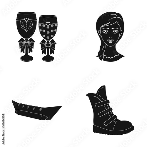 leisure, hairdresser, textiles and other web icon in black style., fur, leather, shoes, icons in set collection.