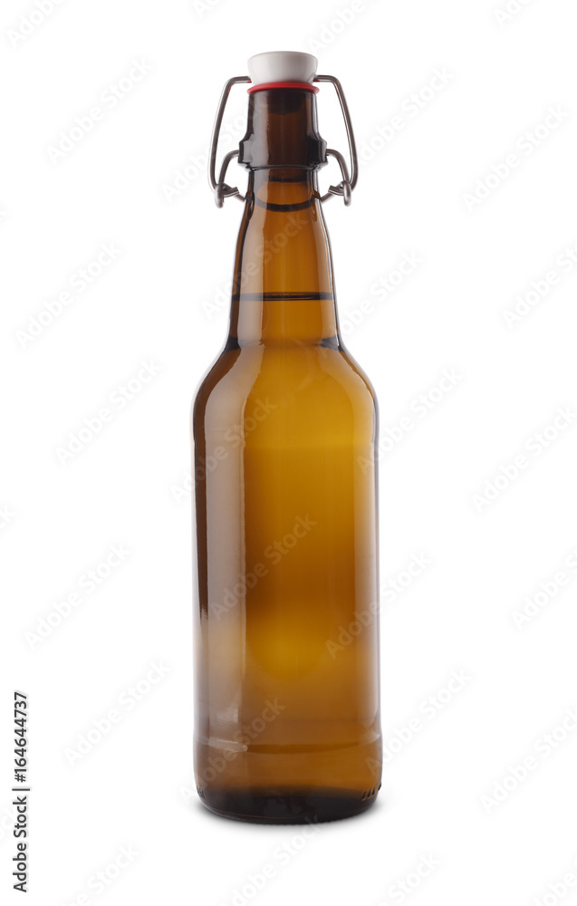 Craft beer bottle isolated with clipping path