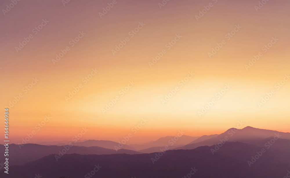 beautiful panoramic landscape of Himalayan mountains at sunset, nature in Pokhara, Nepal