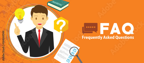 FAQ frequently asked with a man and question mark