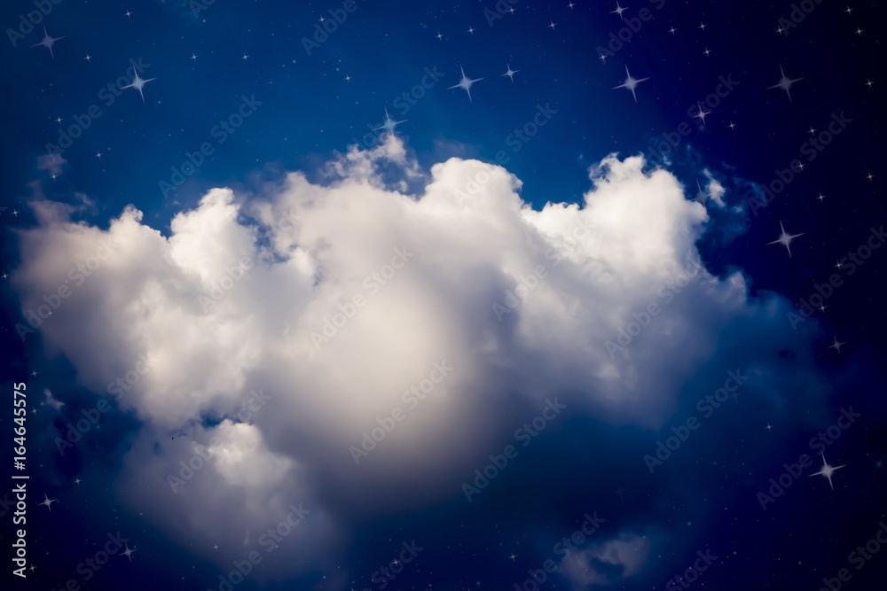 Stars night sky and clouds background illustration