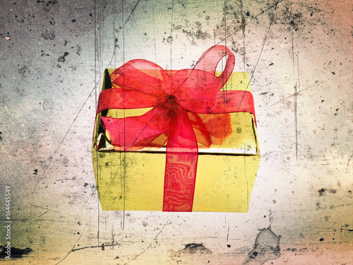 close up grunge styled single shiny gift box photo