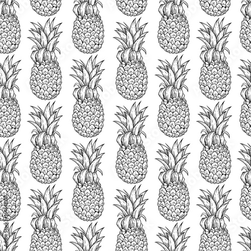 Seamless Pattern of Pineapple With Black and White Color