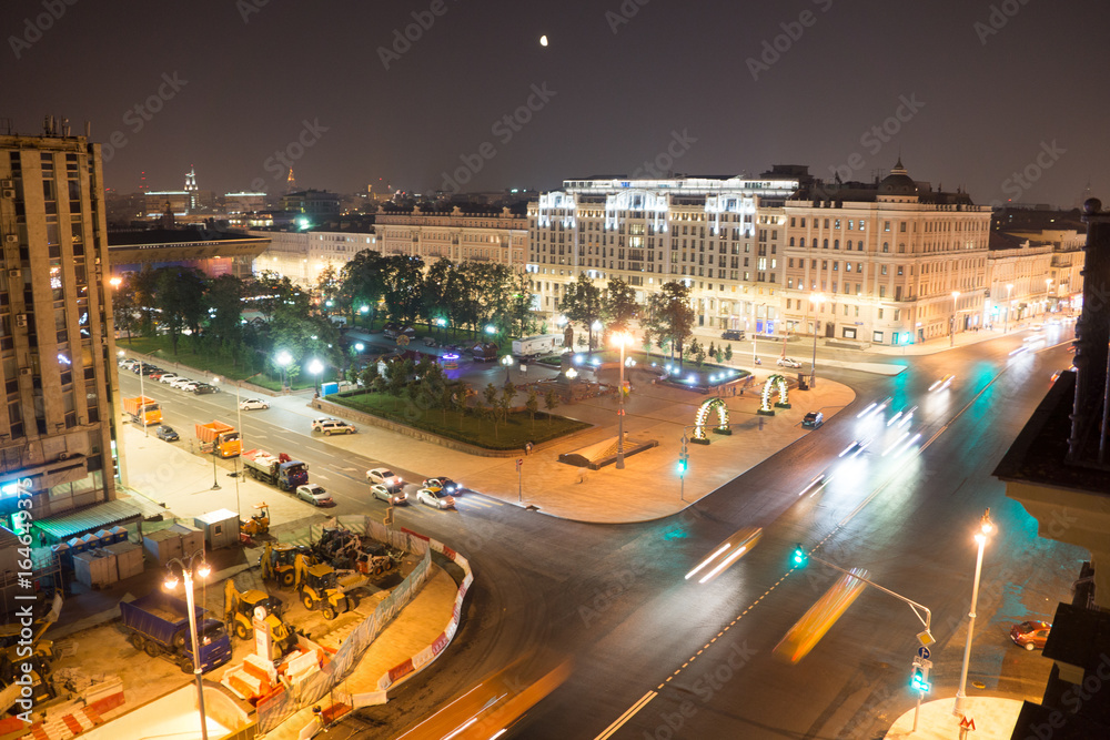 Pushkin Square moscow Russia at night