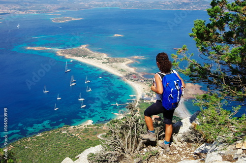 Obraz na płótnie Trekking in Sardinia: to the summit of Tavolara Island. w salonie