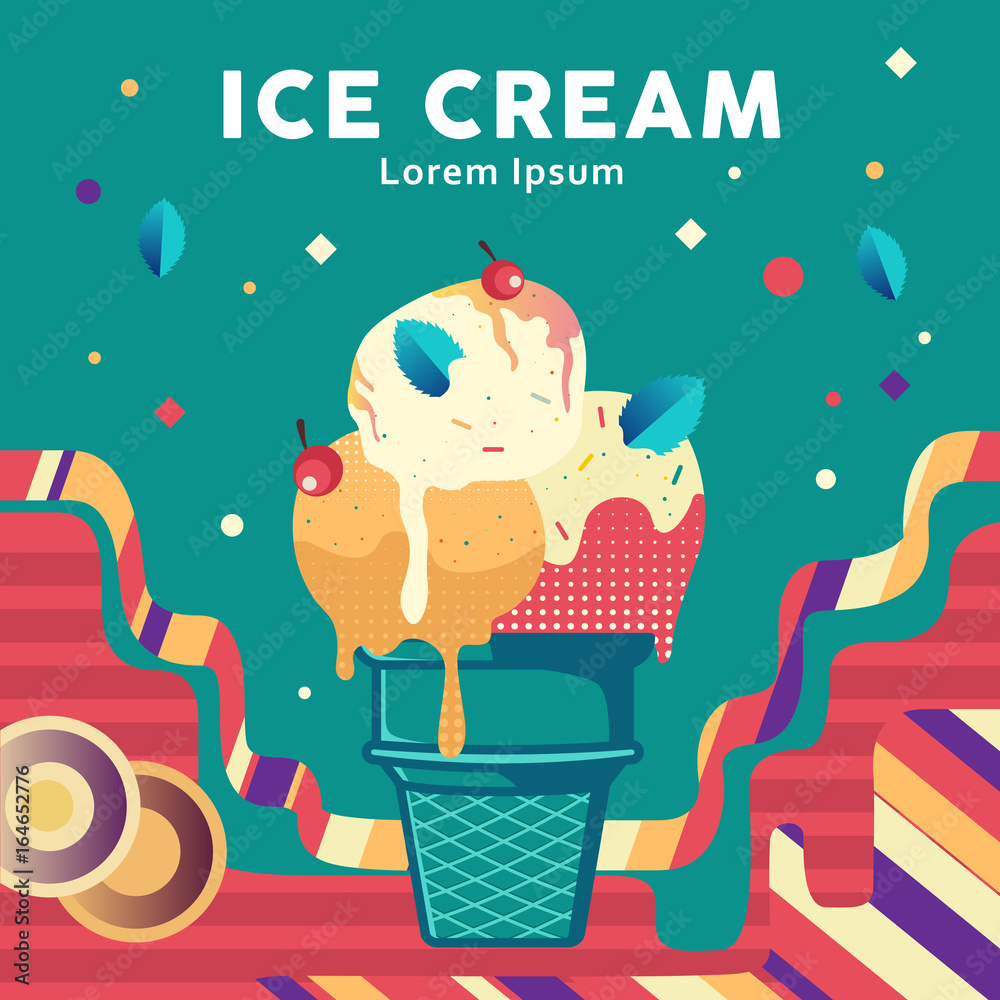 Color Ice Cream Vector Illustration