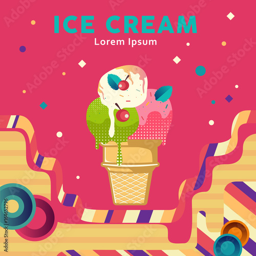 Color Ice Cream Vector Illustration