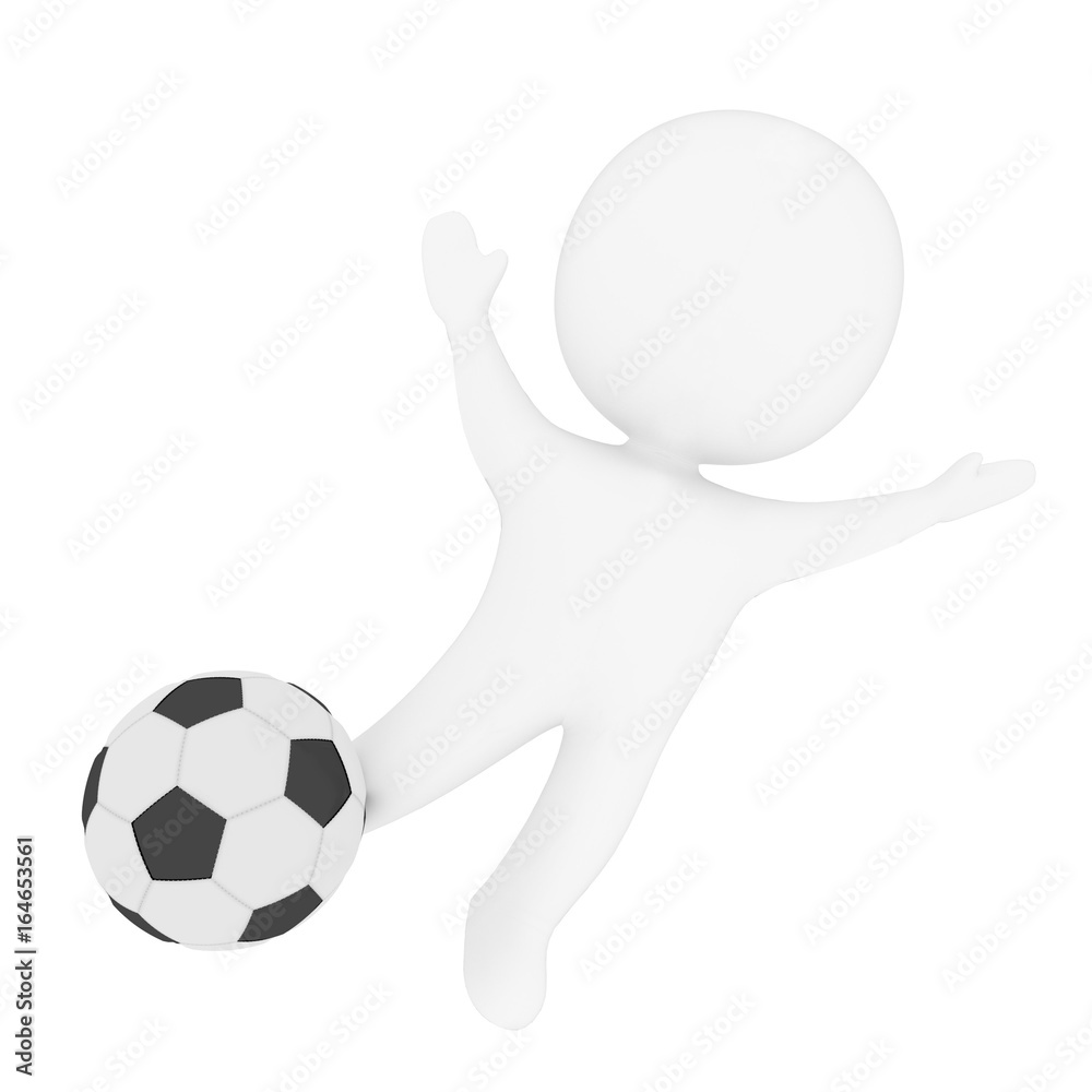 white human goal keeper football in 3D rendering white human goal keeper football in 3D rendering