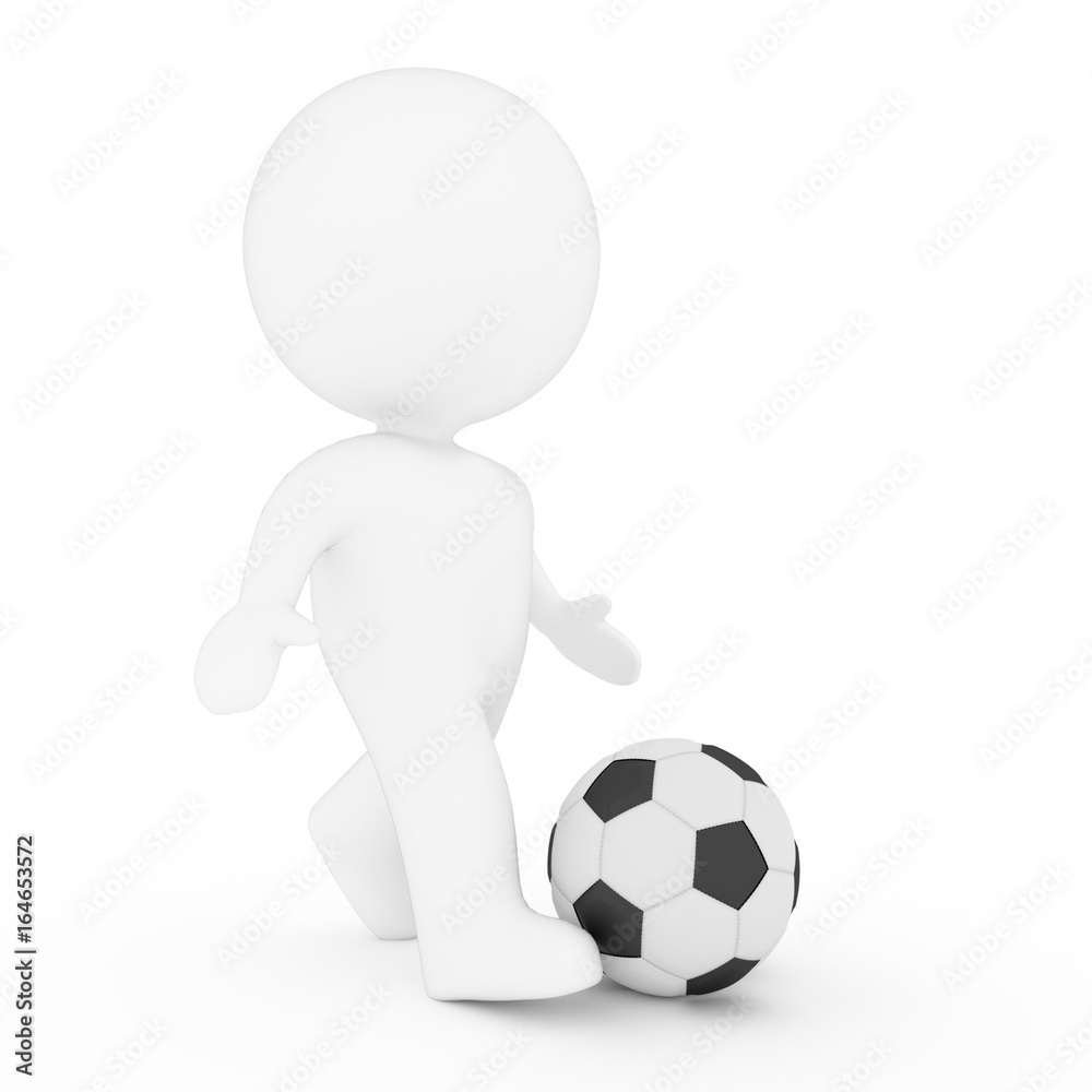 white human playing football in 3D rendering white human playing football in 3D rendering