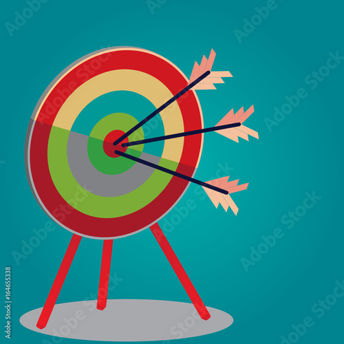 Threes arrow hitting goal target of business concept - Goal Solution Concept - Business Target of goal setting or Smart goal with illustration design