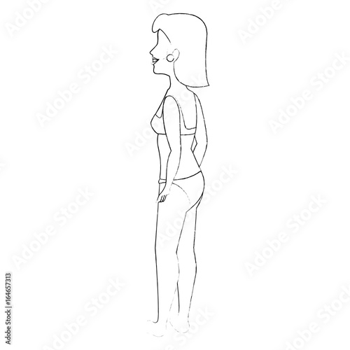 isolated cute standing women icon vector illustration graphic design