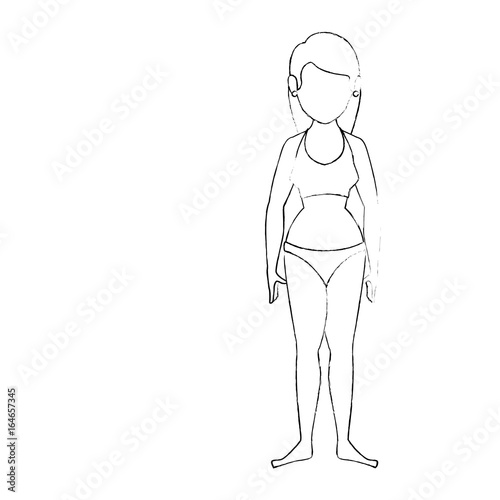 isolated cute standing women icon vector illustration graphic design
