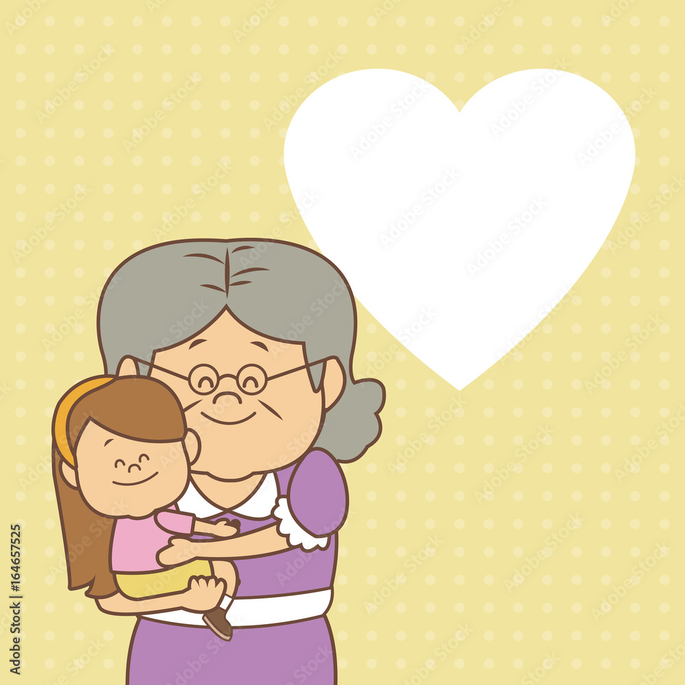 color dotted background card with elderly woman carrying a little girl happy grandparents day color dotted background card with elderly woman carrying a little girl happy grandparents day
