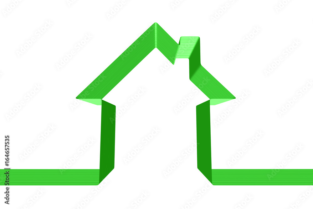 Green house silhouette made of ribbon isolated Green house silhouette made of ribbon isolated