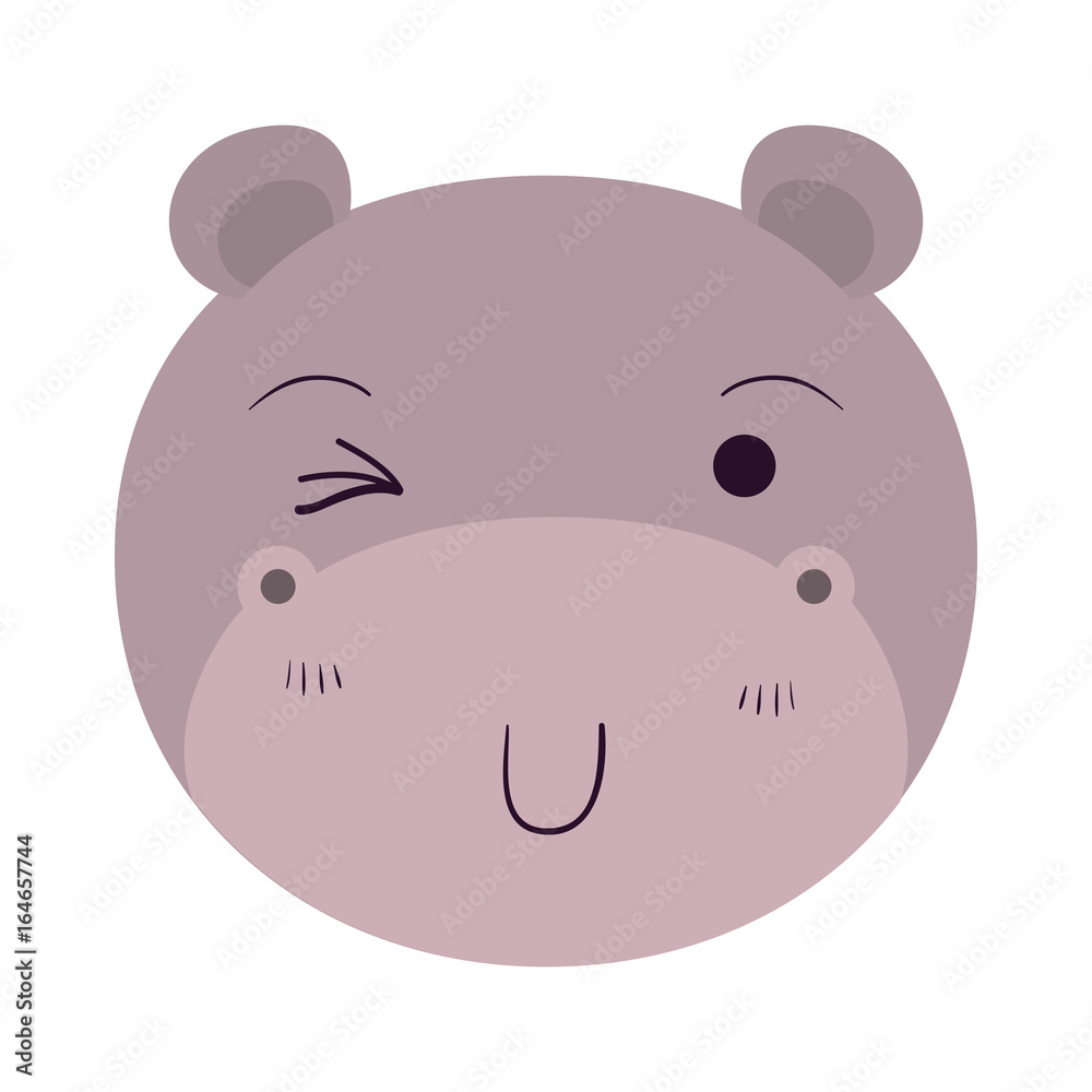 colorful caricature cute face of hippo wink eye expression vector illustration colorful caricature cute face of hippo wink eye expression vector illustration