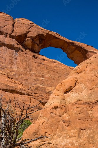 Picturesque nature of the Moab Desert. Stone cliffs and natural arches