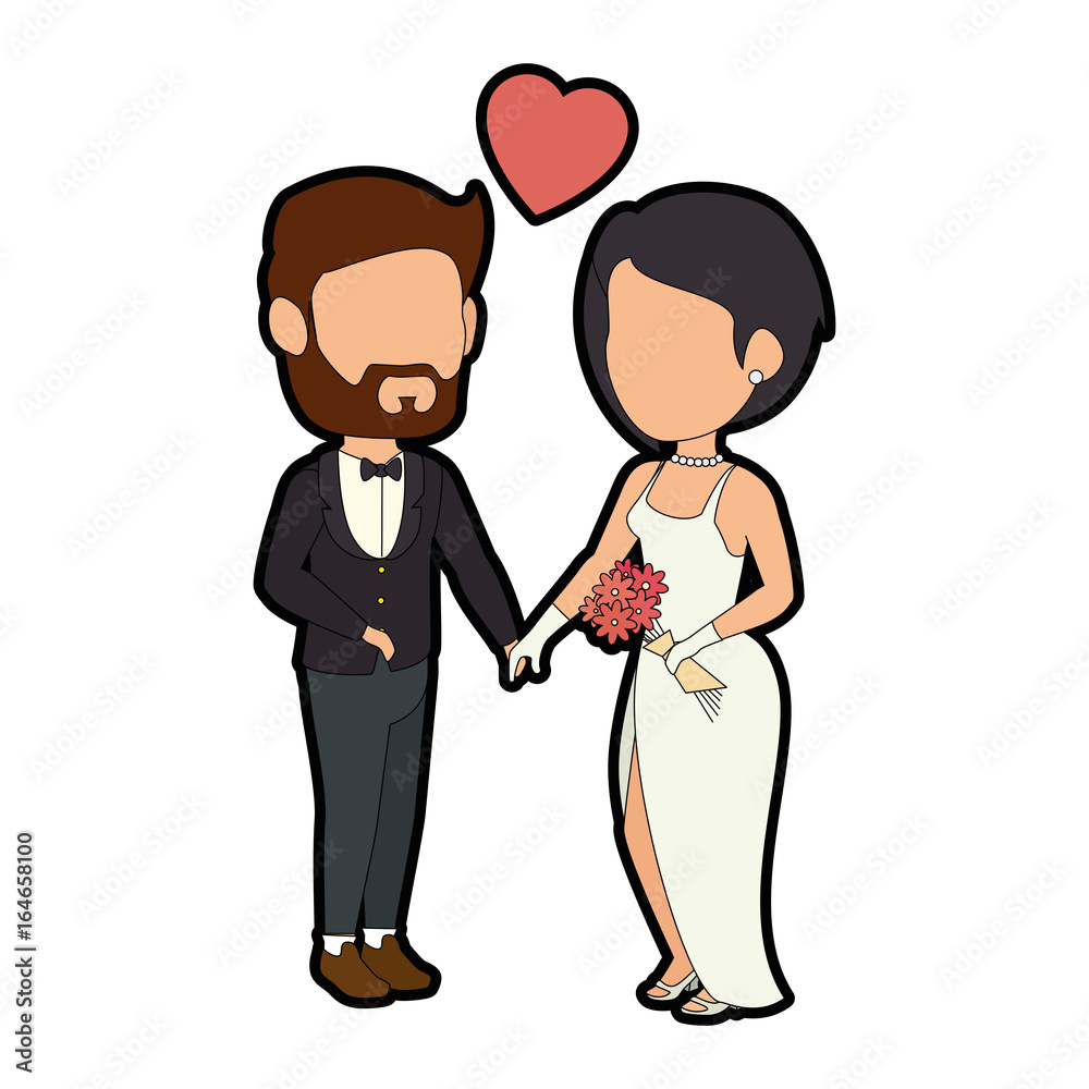 isolated cute newlywed couple icon vector illustration graphic design