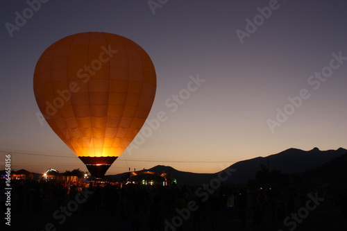 hot air balloon with a beautiful sunset