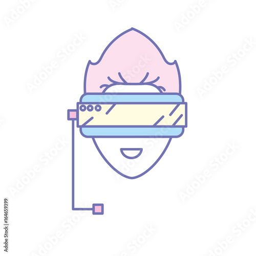 boy face with 3d glasses to dimension experience