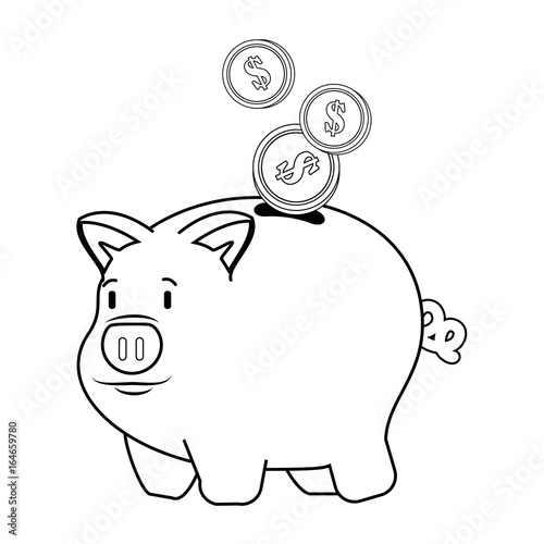 piggy bank icon over white background vector illustration