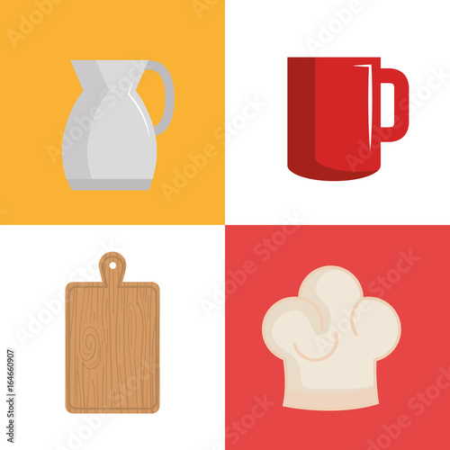 Kitchen utensils design over colorful background vector illustration