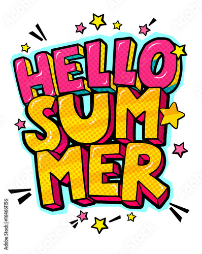 Hello Summer Message in pop art style
