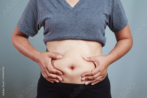 Wallpaper Mural woman hand holding or pinching fat body belly paunch Torontodigital.ca