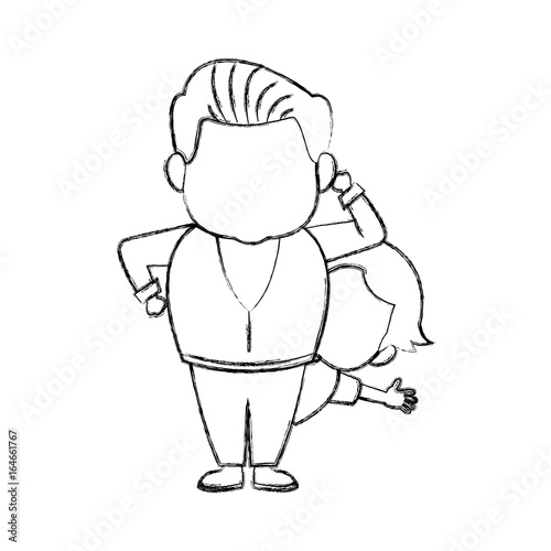 cartoon happy grandpa and his grandson on white background