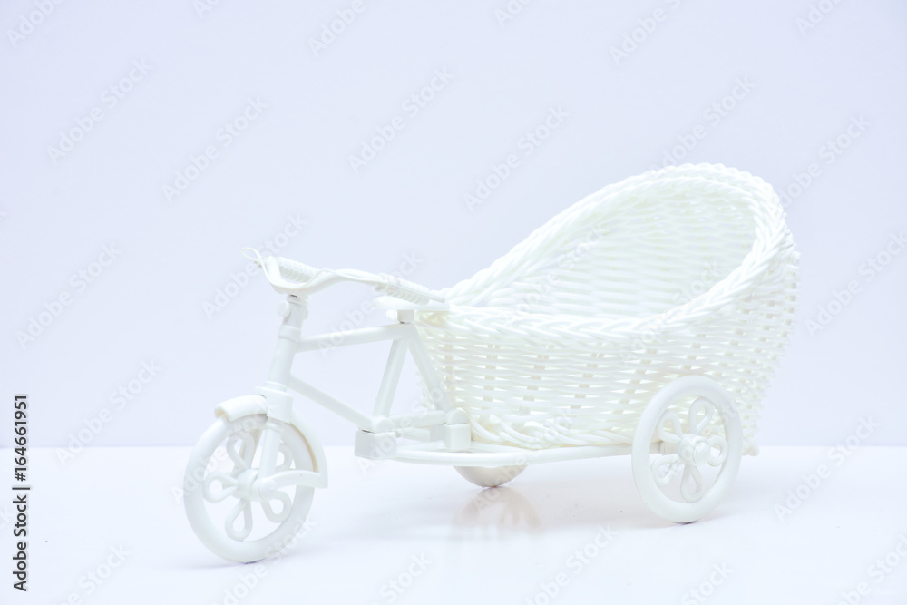 rattan bicycle toy isolated on white