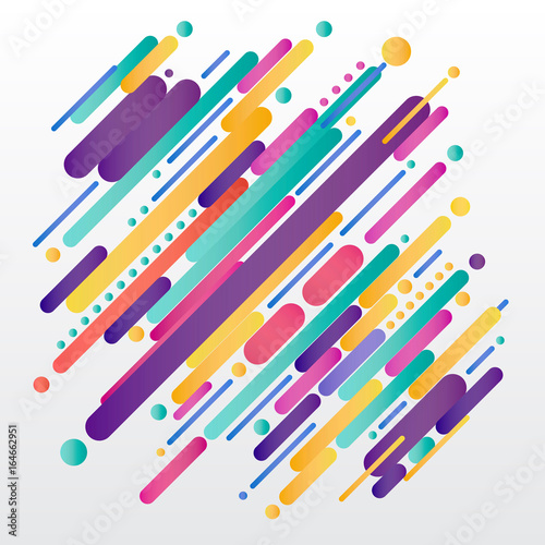 Modern style abstrac composition made of various rounded shapes in colorful. Vector