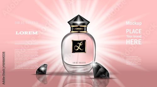 Brand 3D cosmetic vector illustration perfume premium product for woman vintage