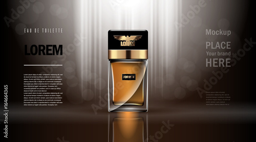 Brand 3D cosmetic vector illustration perfume premium product for woman vintage