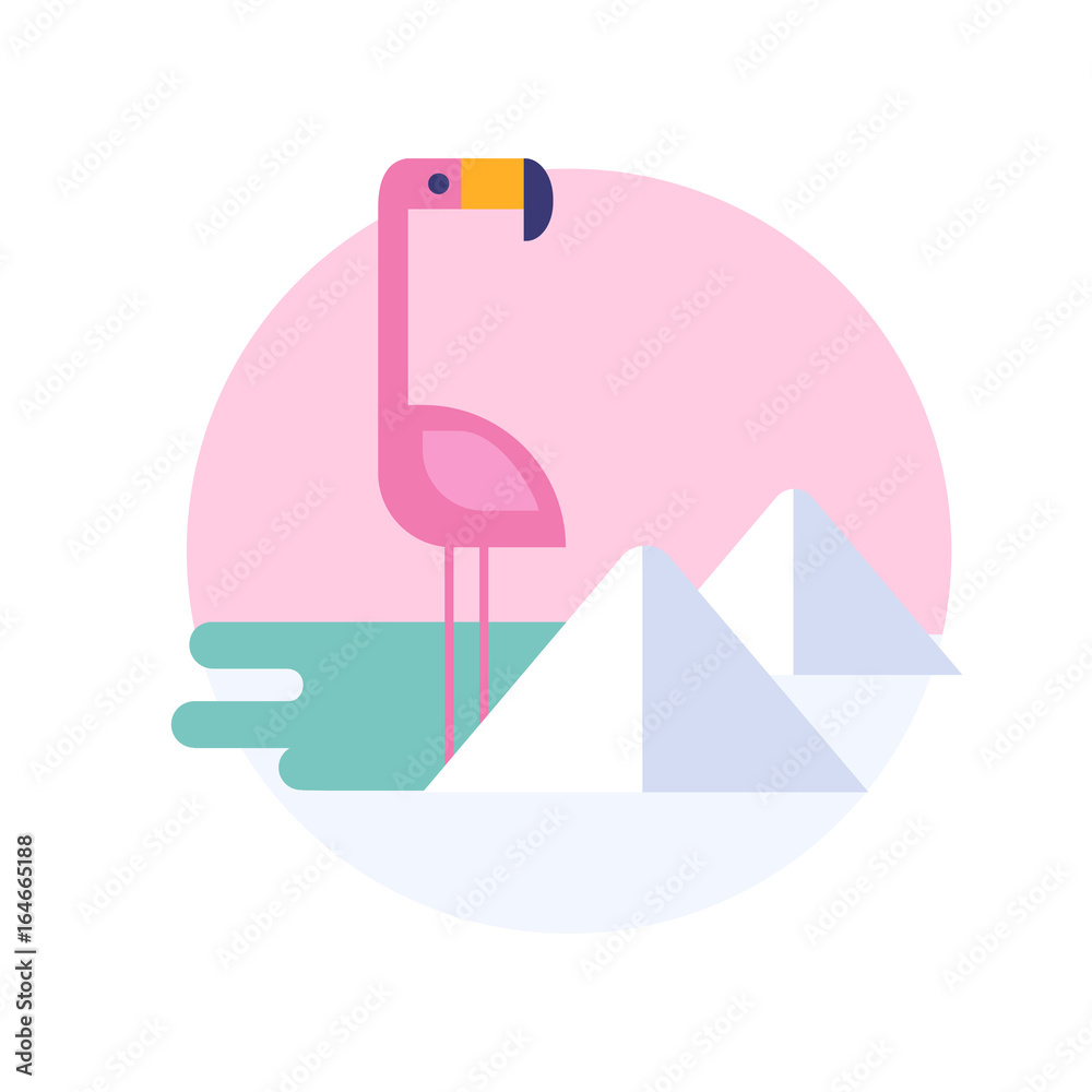 Naklejka premium Vector illustration of flamingo for sticker or label. South America.