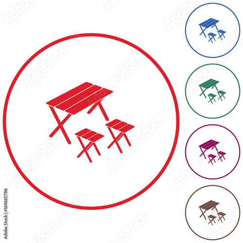 Camping table and stool icon